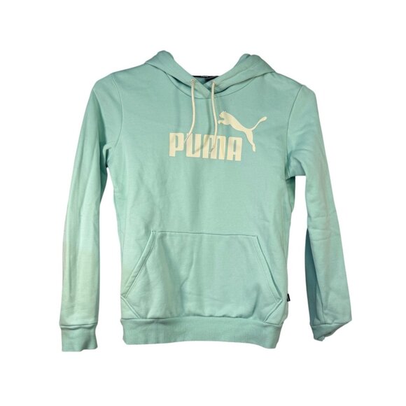 Puma  Size Small Mint Green Pullover Hoodie Sweatshirt With Kangaroo Pocket - Picture 1 of 5